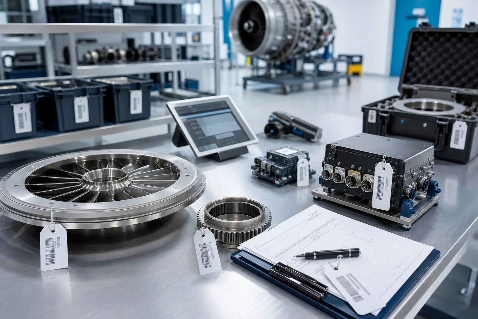 Aircraft components prepared for aviation maintenance